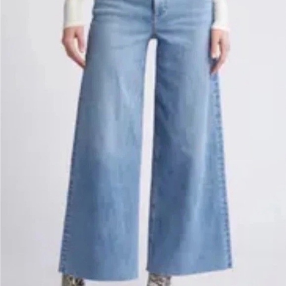 rag & bone Denim - rag & bone Serena High Rise Wide Leg Raw Hem Light Denim 32